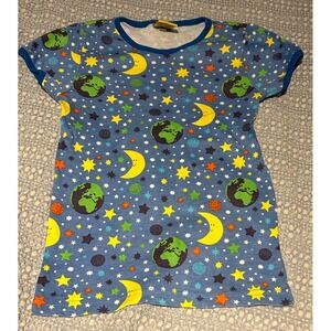 Duns‎ Sweden Graphic Tee Earth Moon Stars Organic Cotton Top Kids Size 116